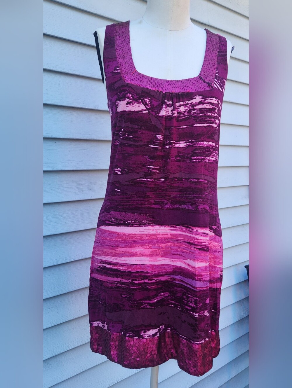 Vintage Express sleeveless abstract rayon pullover dress/top Size S